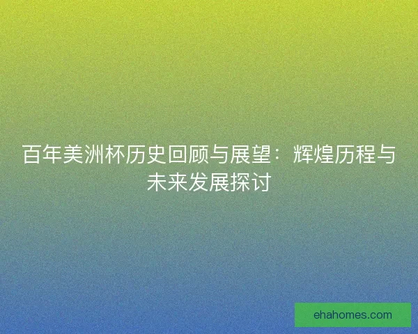 百年美洲杯历史回顾与展望：辉煌历程与未来发展探讨