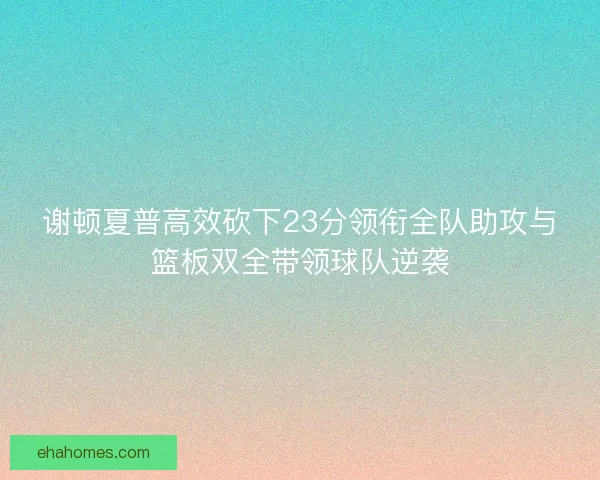 谢顿夏普高效砍下23分领衔全队助攻与篮板双全带领球队逆袭