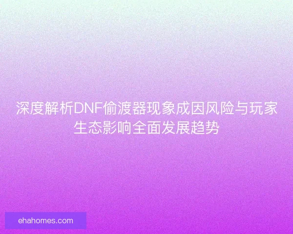 深度解析DNF偷渡器现象成因风险与玩家生态影响全面发展趋势