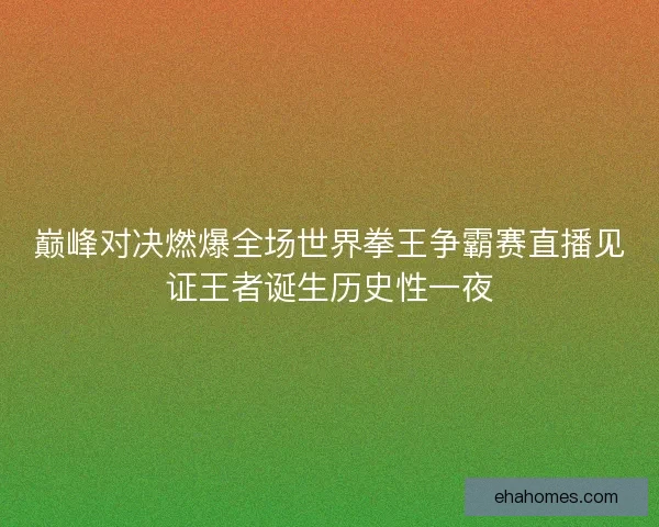 巅峰对决燃爆全场世界拳王争霸赛直播见证王者诞生历史性一夜