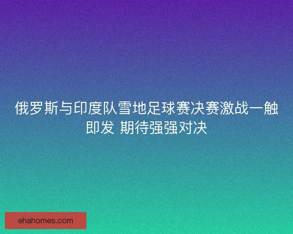俄罗斯与印度队雪地足球赛决赛激战一触即发 期待强强对决 俄罗斯与印度队雪地足球赛决赛激战一触即发 期待强强对决