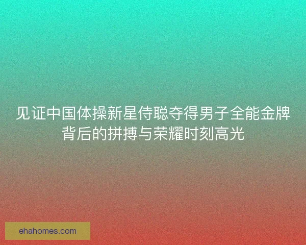 见证中国体操新星侍聪夺得男子全能金牌背后的拼搏与荣耀时刻高光